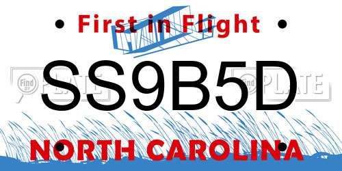 SS9B5D North Carolina License Plate