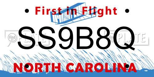 SS9B8Q North Carolina License Plate