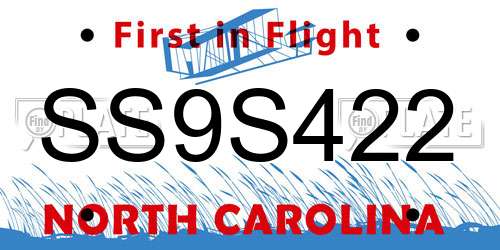 SS9S422 North Carolina License Plate