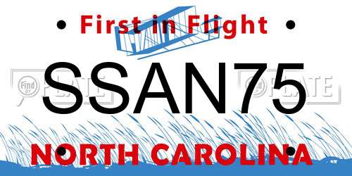 SSAN75 North Carolina License Plate