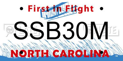 SSB30M North Carolina License Plate