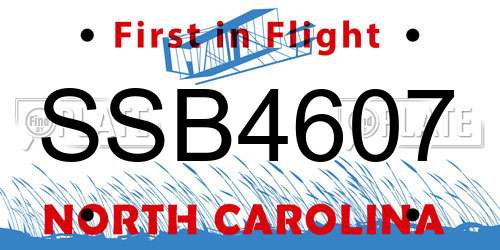 SSB4607 North Carolina License Plate