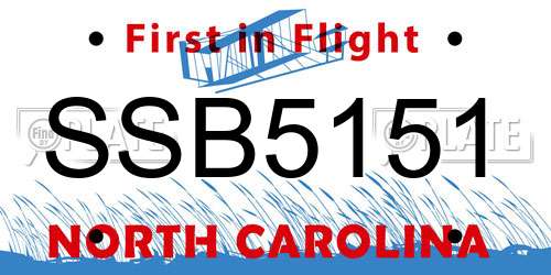 SSB5151 North Carolina License Plate