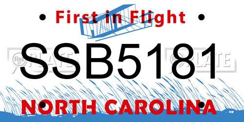 SSB5181 North Carolina License Plate