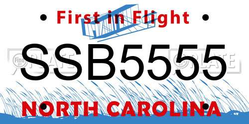 SSB5555 North Carolina License Plate