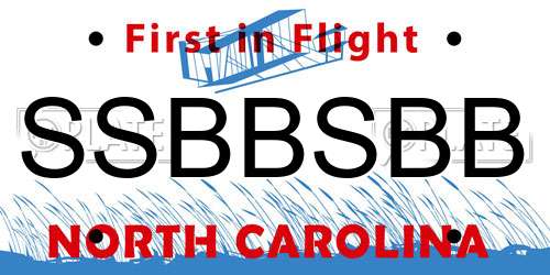 SSBBSBB North Carolina License Plate
