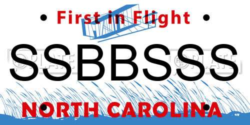 SSBBSSS North Carolina License Plate