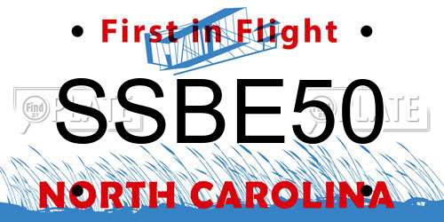SSBE50 North Carolina License Plate