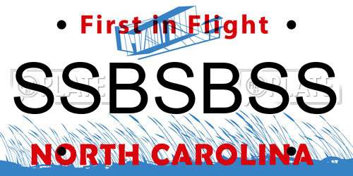 SSBSBSS North Carolina License Plate