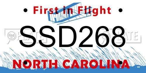 SSD268 North Carolina License Plate