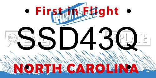 SSD43Q North Carolina License Plate