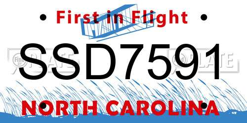 SSD7591 North Carolina License Plate