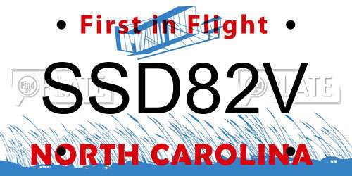 SSD82V North Carolina License Plate