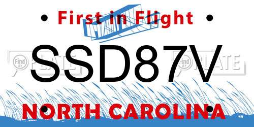 SSD87V North Carolina License Plate