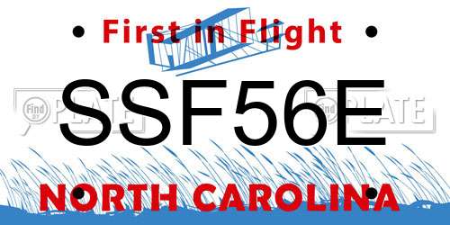 SSF56E North Carolina License Plate