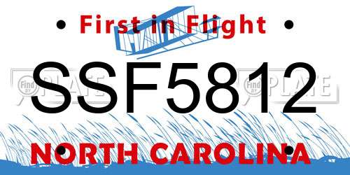 SSF5812 North Carolina License Plate