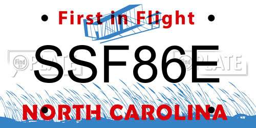 SSF86E North Carolina License Plate