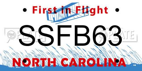 SSFB63 North Carolina License Plate