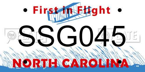 SSG045 North Carolina License Plate