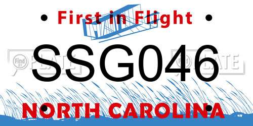 SSG046 North Carolina License Plate