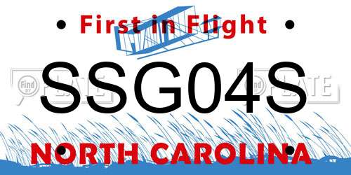 SSG04S North Carolina License Plate