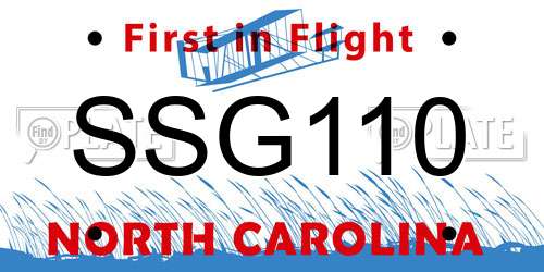 SSG110 North Carolina License Plate