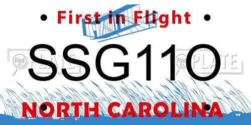 SSG11O North Carolina License Plate