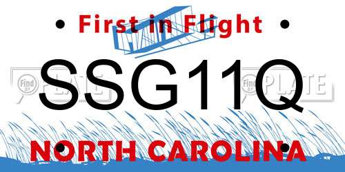 SSG11Q North Carolina License Plate