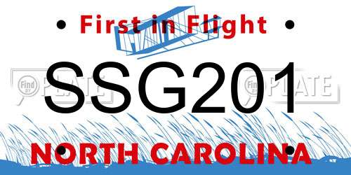 SSG201 North Carolina License Plate