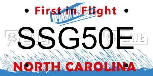 SSG50E North Carolina License Plate