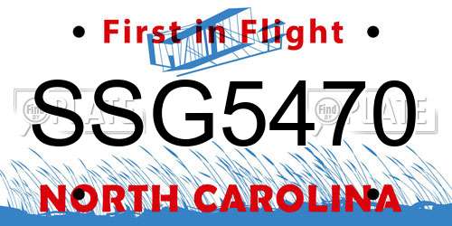 SSG5470 North Carolina License Plate