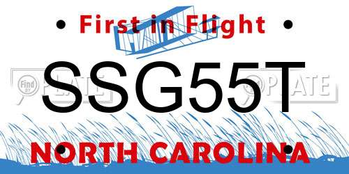 SSG55T North Carolina License Plate
