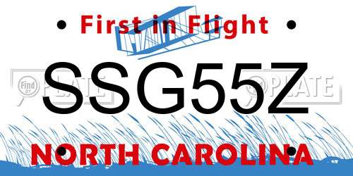 SSG55Z North Carolina License Plate
