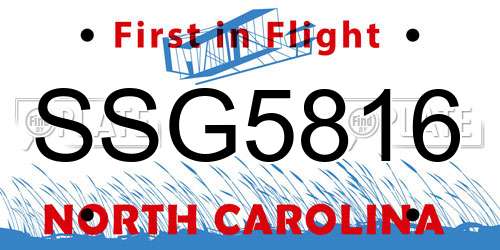 SSG5816 North Carolina License Plate