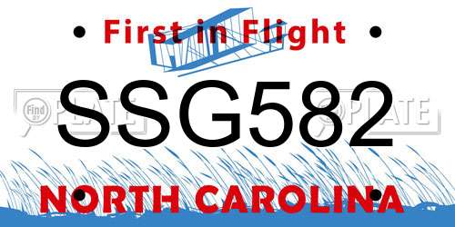 SSG582 North Carolina License Plate