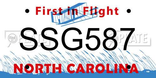 SSG587 North Carolina License Plate