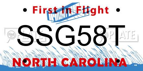 SSG58T North Carolina License Plate
