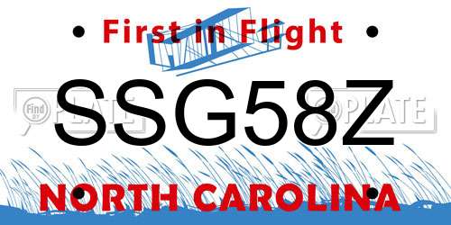 SSG58Z North Carolina License Plate