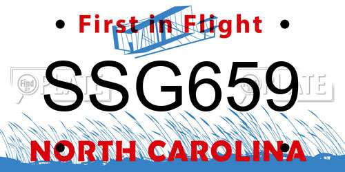 SSG659 North Carolina License Plate