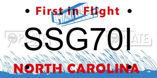 SSG70I North Carolina License Plate