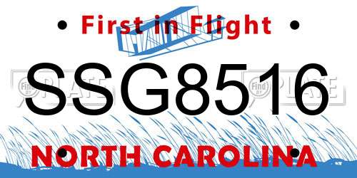 SSG8516 North Carolina License Plate
