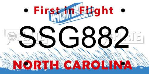 SSG882 North Carolina License Plate