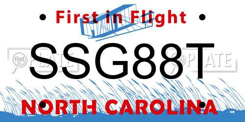 SSG88T North Carolina License Plate