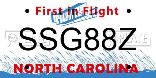 SSG88Z North Carolina License Plate