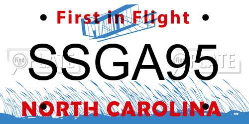 SSGA95 North Carolina License Plate