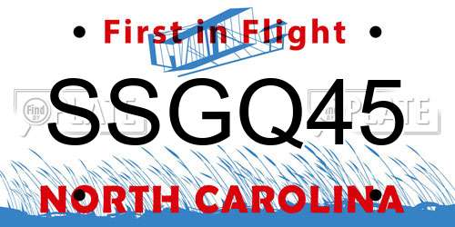 SSGQ45 North Carolina License Plate