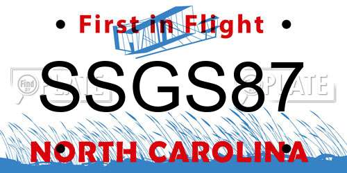SSGS87 North Carolina License Plate