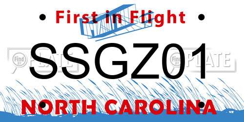 SSGZ01 North Carolina License Plate