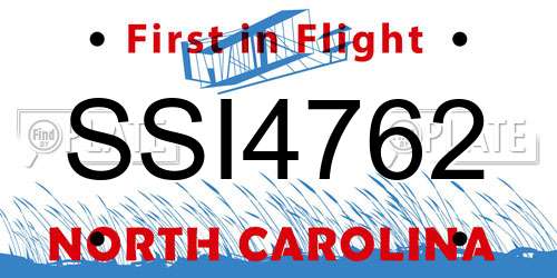 SSI4762 North Carolina License Plate