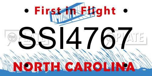 SSI4767 North Carolina License Plate